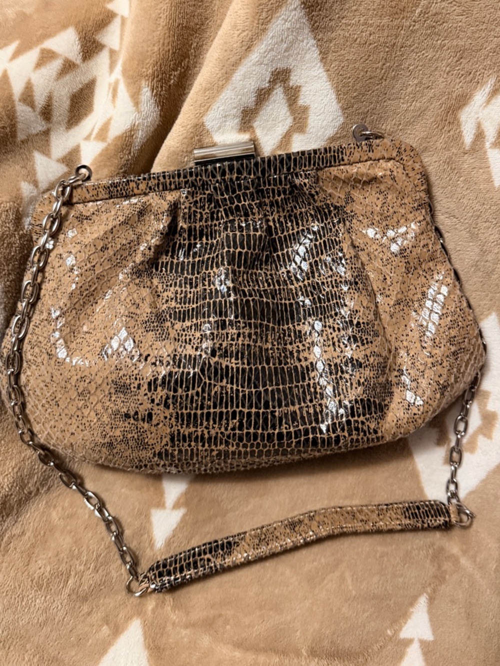 Hobo Dove Crackle Exotic
Animal Print Python Clutch Bag